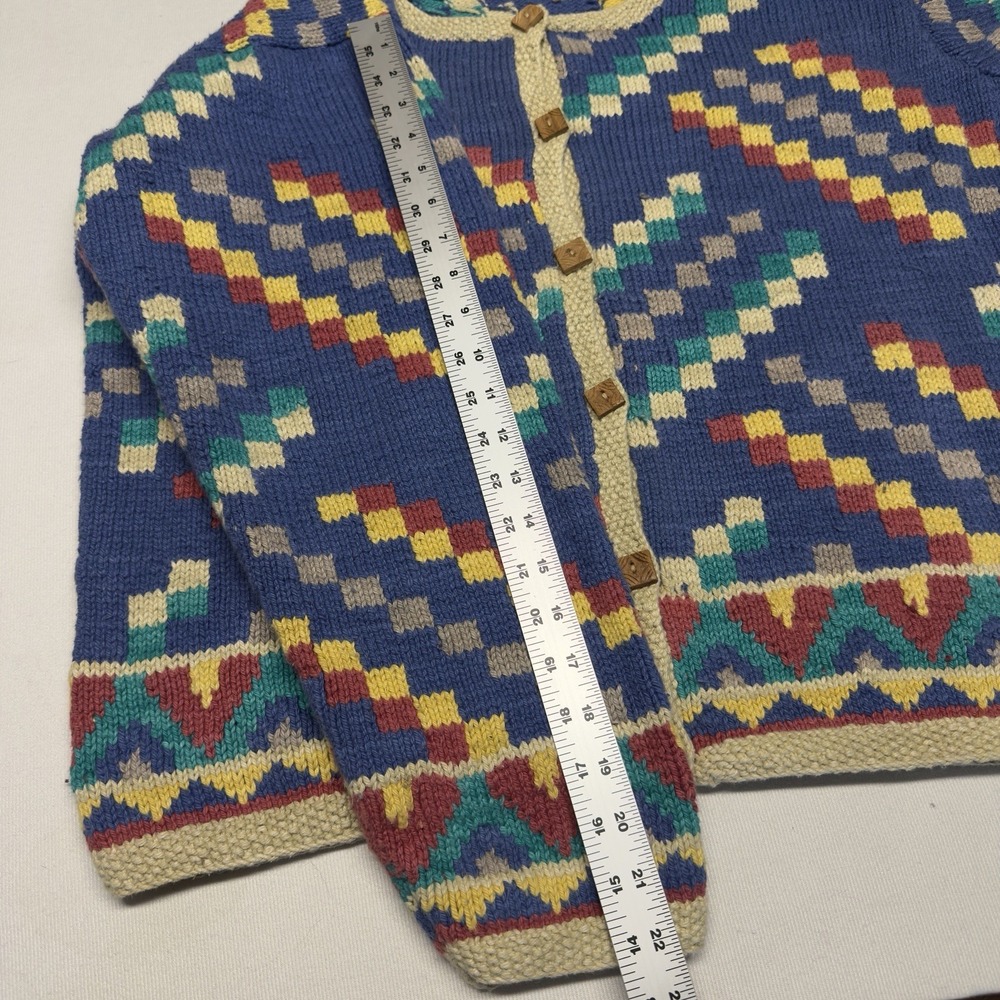 Vintage Territory Ahead Wool Chunky Knit Sweater Women's XL Button Up Multicolor - Picture 10 of 10